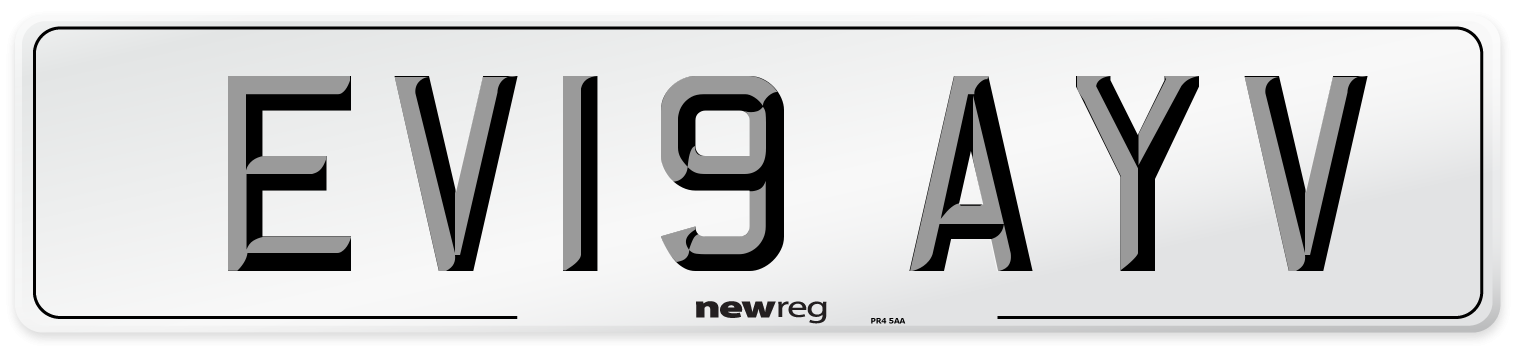 EV19 AYV Number Plate from New Reg